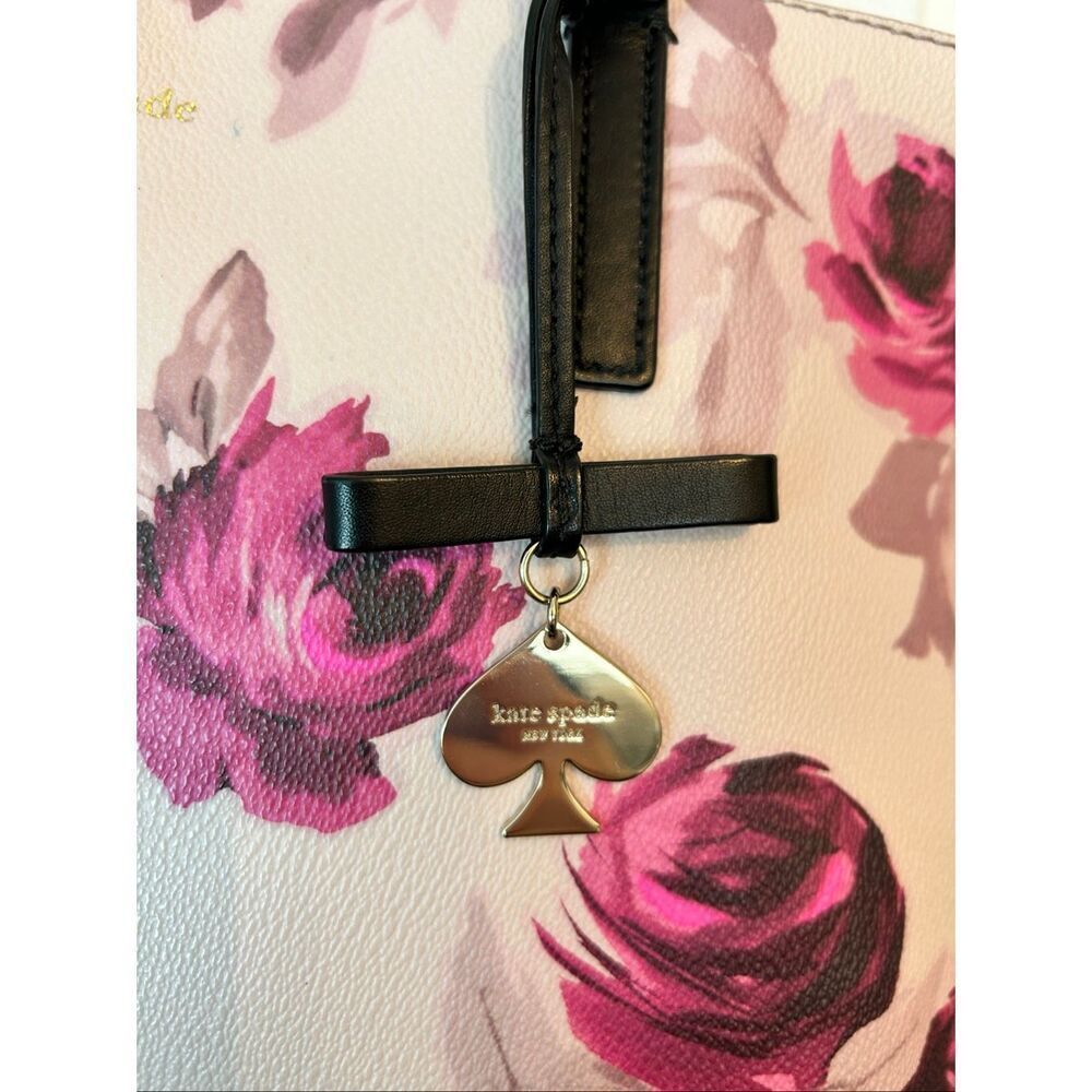 Kate Spade New York Hawthorne Lane Pink Roses Ryan Tote Purse Bag - Picture 2 of 10